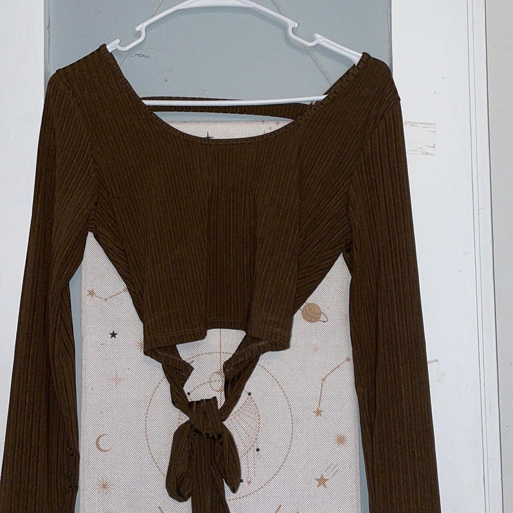 Brown long sleeve crop top